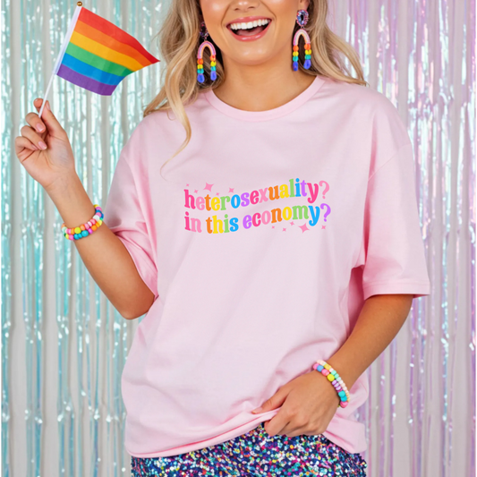 Heterosexuality in this economy t shirt| gay queer | feminist | feminism | cool modern trendy